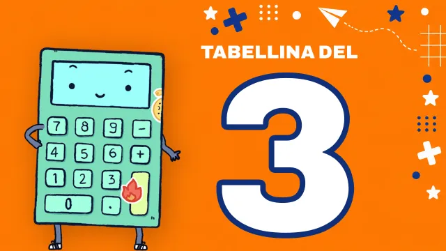 Copertina del video sulla tabellina del 3 con CalcOlettore