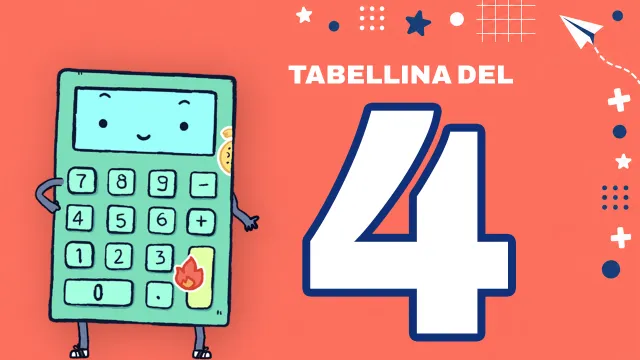 Copertina del video sulla tabellina del 4 con CalcOlettore