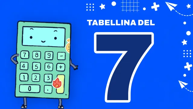 Copertina del video sulla tabellina del 7 con CalcOlettore